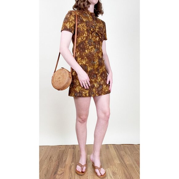 Vintage Parisian 1960's Mod Micro Mini Dress Short Sleeve Mid Century Modern 60s - Picture 4 of 8